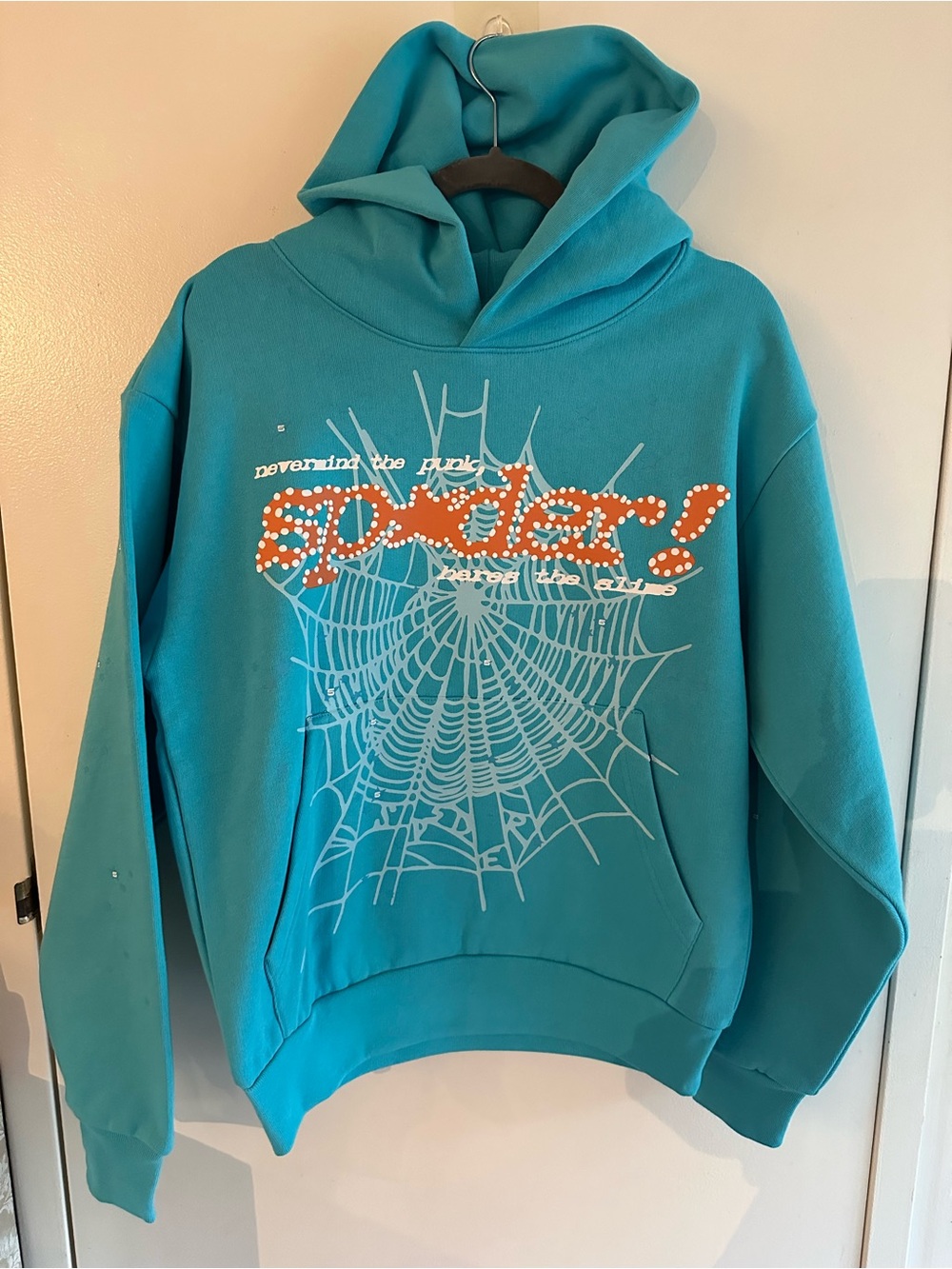 Sp5der Cyan punk V2 Hoodie color Teal